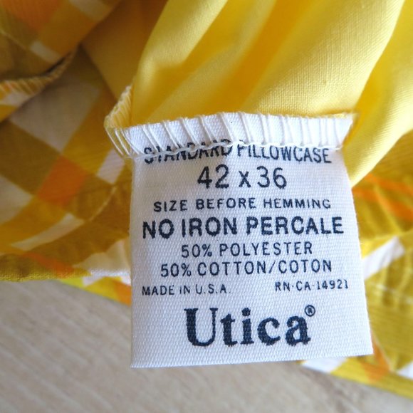 Vintage JP Stevens Pillowcases 2 Standard Yellow Plaid Edge No Iron Percale NEW - Picture 3 of 9